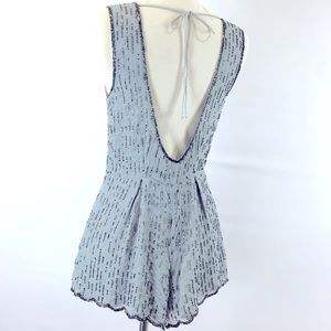 Free people beaded beauties sleeveless romper gray